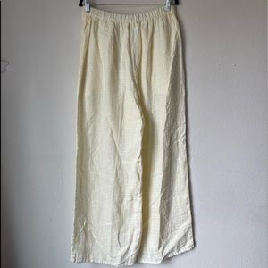 FLAX Beige Wide Leg Pull On Linen Pants